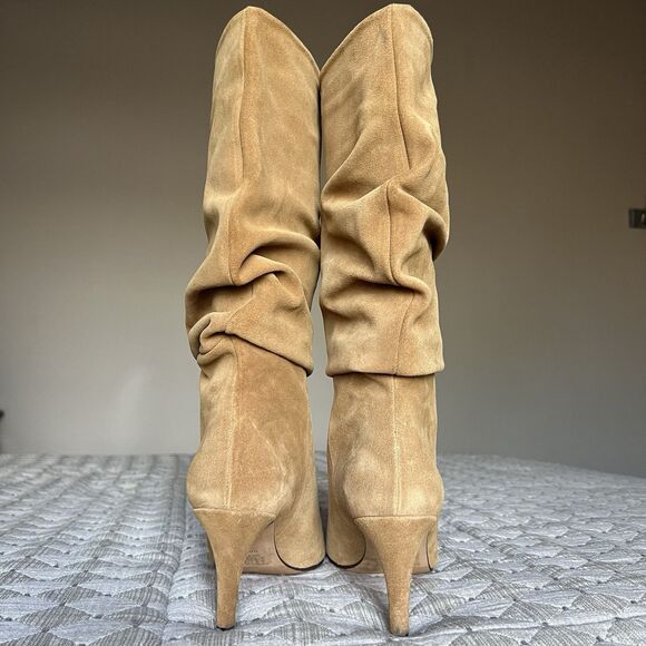 Toral Revolve Golden Tan Brown Heeled Boots Women EU 39 US 8.5 Slouchy Chic - Picture 10 of 16